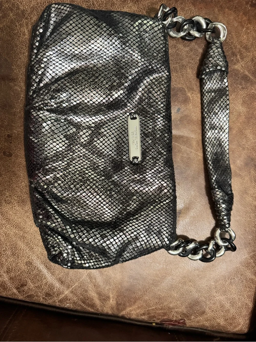 Michael Kors Metallic Black Chain Shoulder Bag